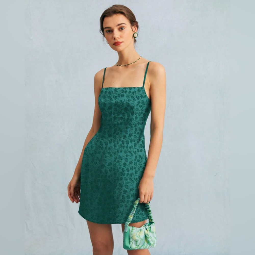 NWT Green Rihoas Mini Slip Dress